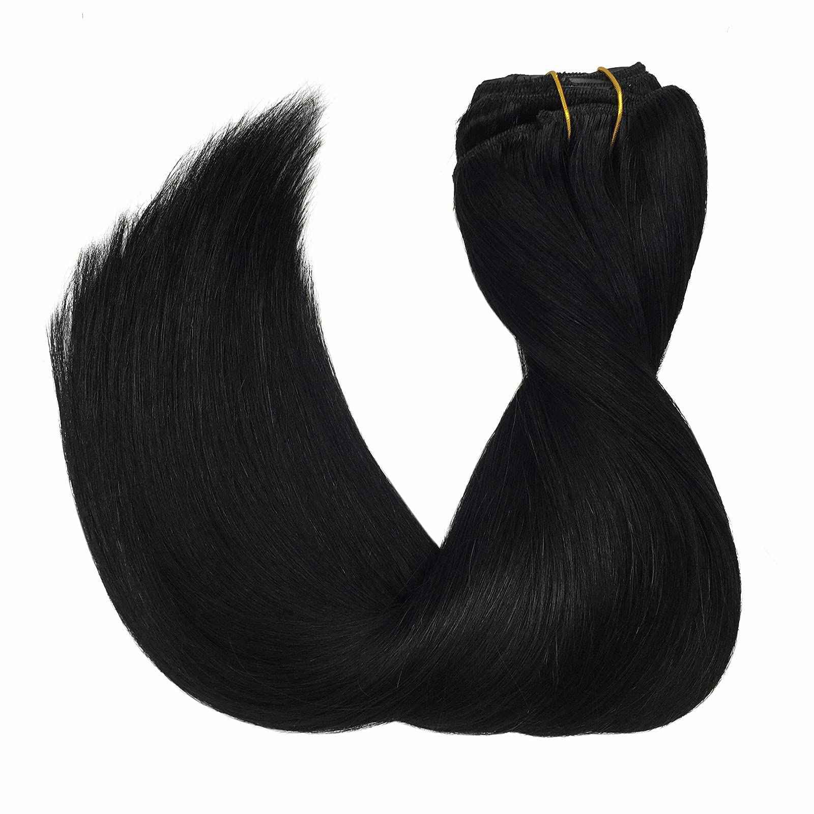 Jet Black Clip In Remy Human Hair Extensions