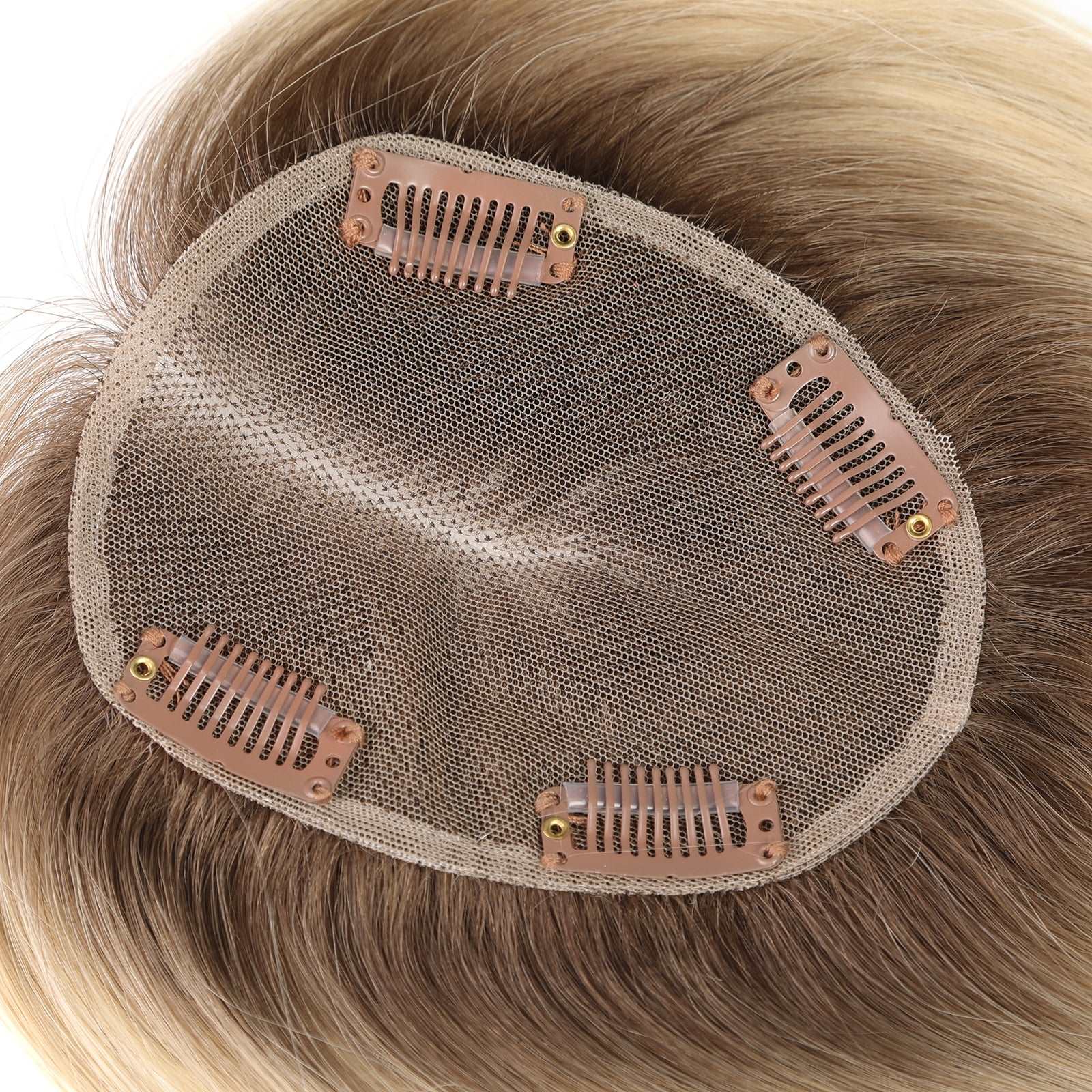 Ombre Light Blonde Hand-Tied Human Hair Toppers