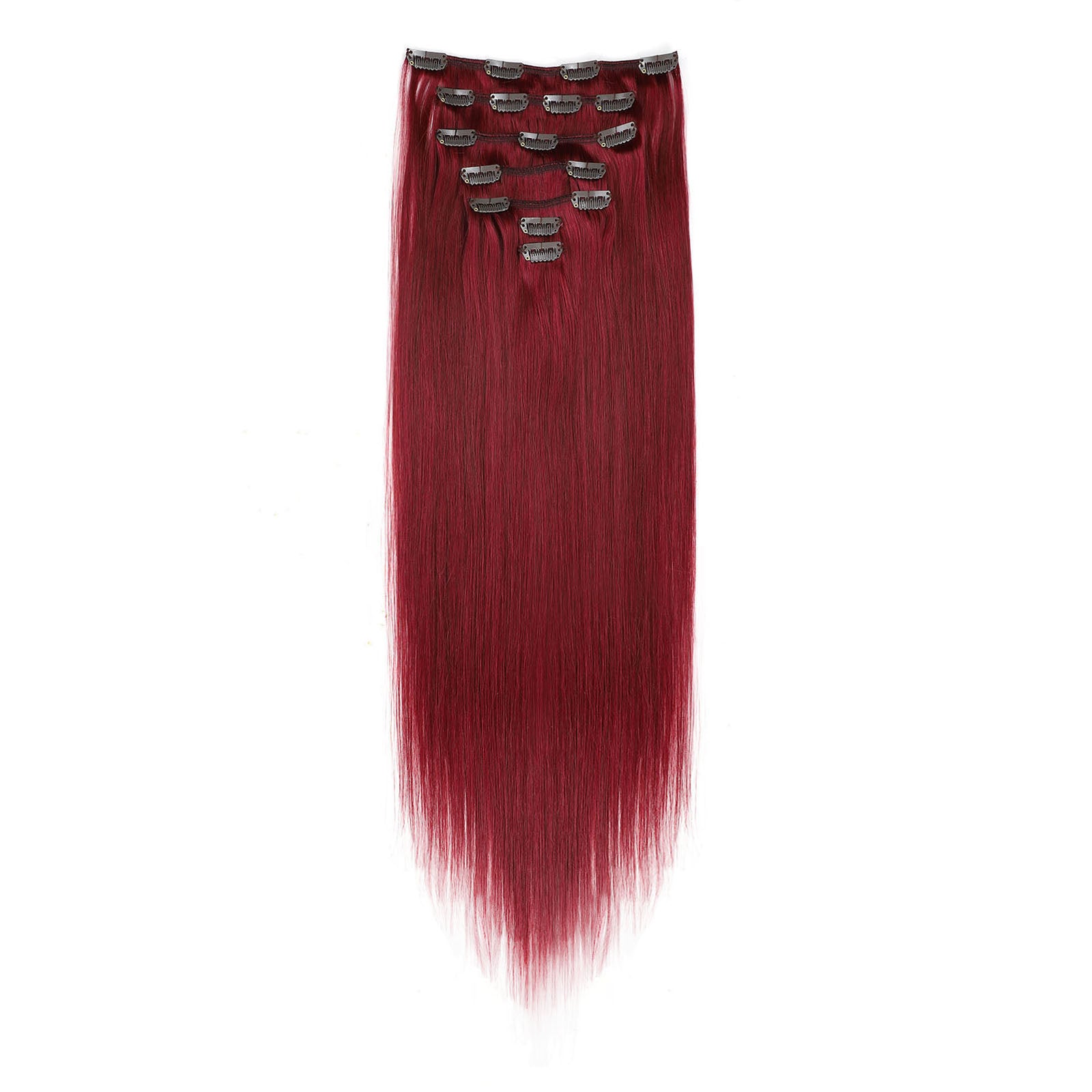 Burgundy Clip In Remy Human Hair Extensions