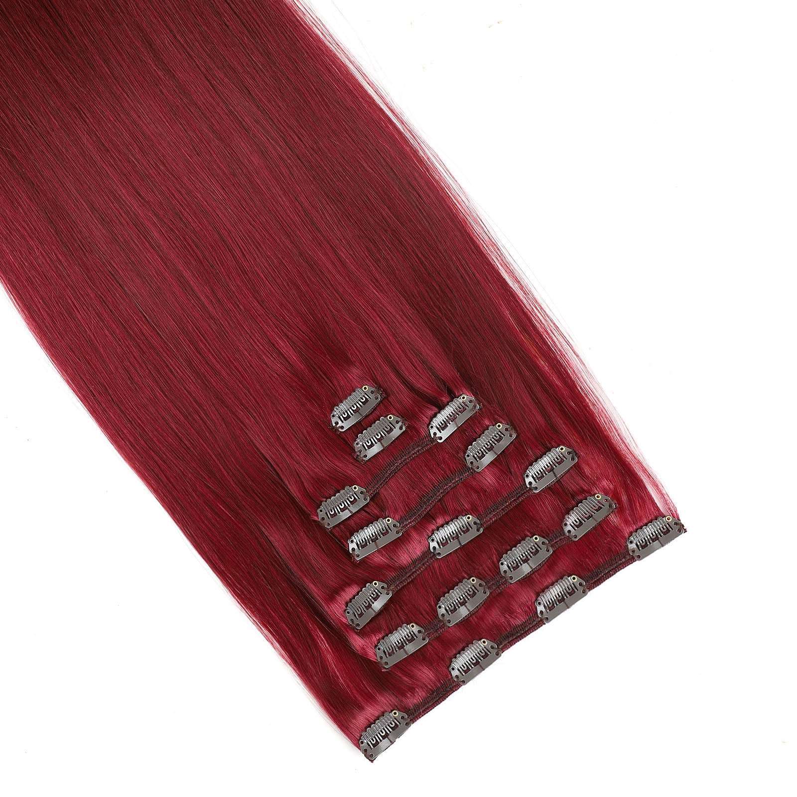 Burgundy Clip In Remy Human Hair Extensions