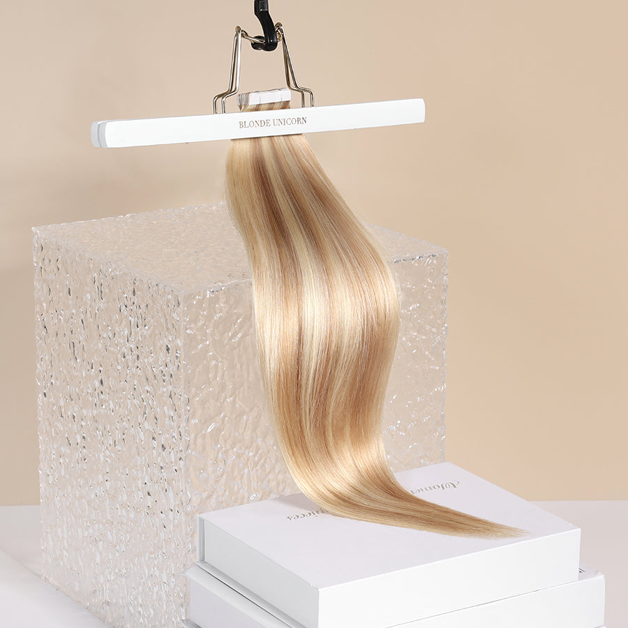 Strawberry Bleach Blonde Tape In Human Hair Extensions