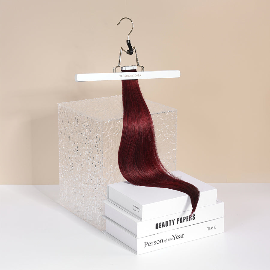 Burgundy Tape In Human Hair Extensions