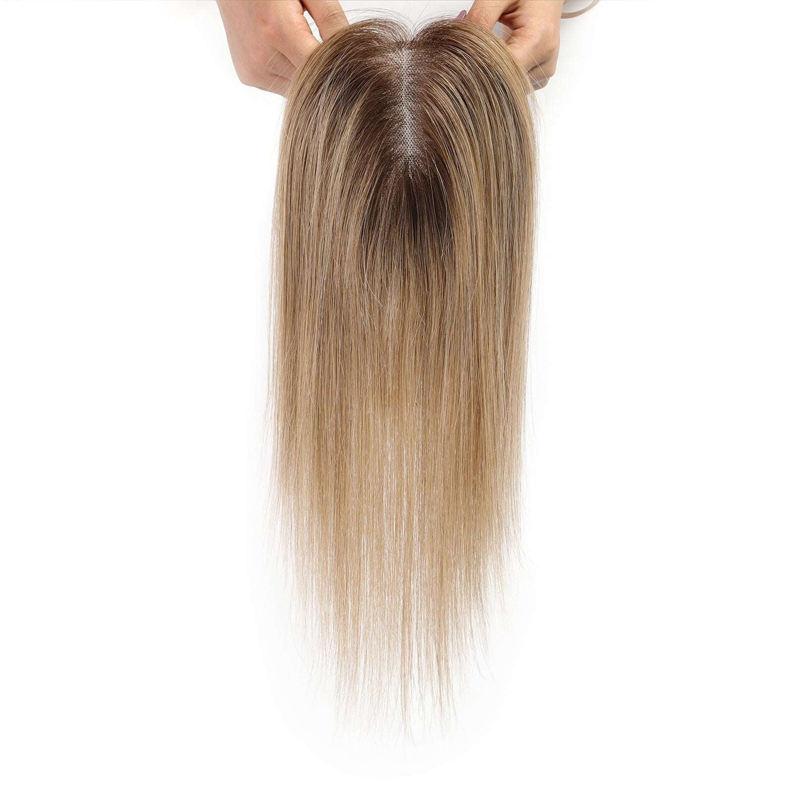 Ombre Ash Blonde Hand-Tied Human Hair Toppers