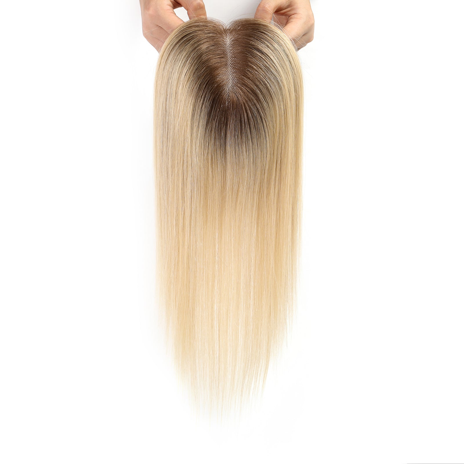 Ombre Light Blonde Hand-Tied Human Hair Toppers