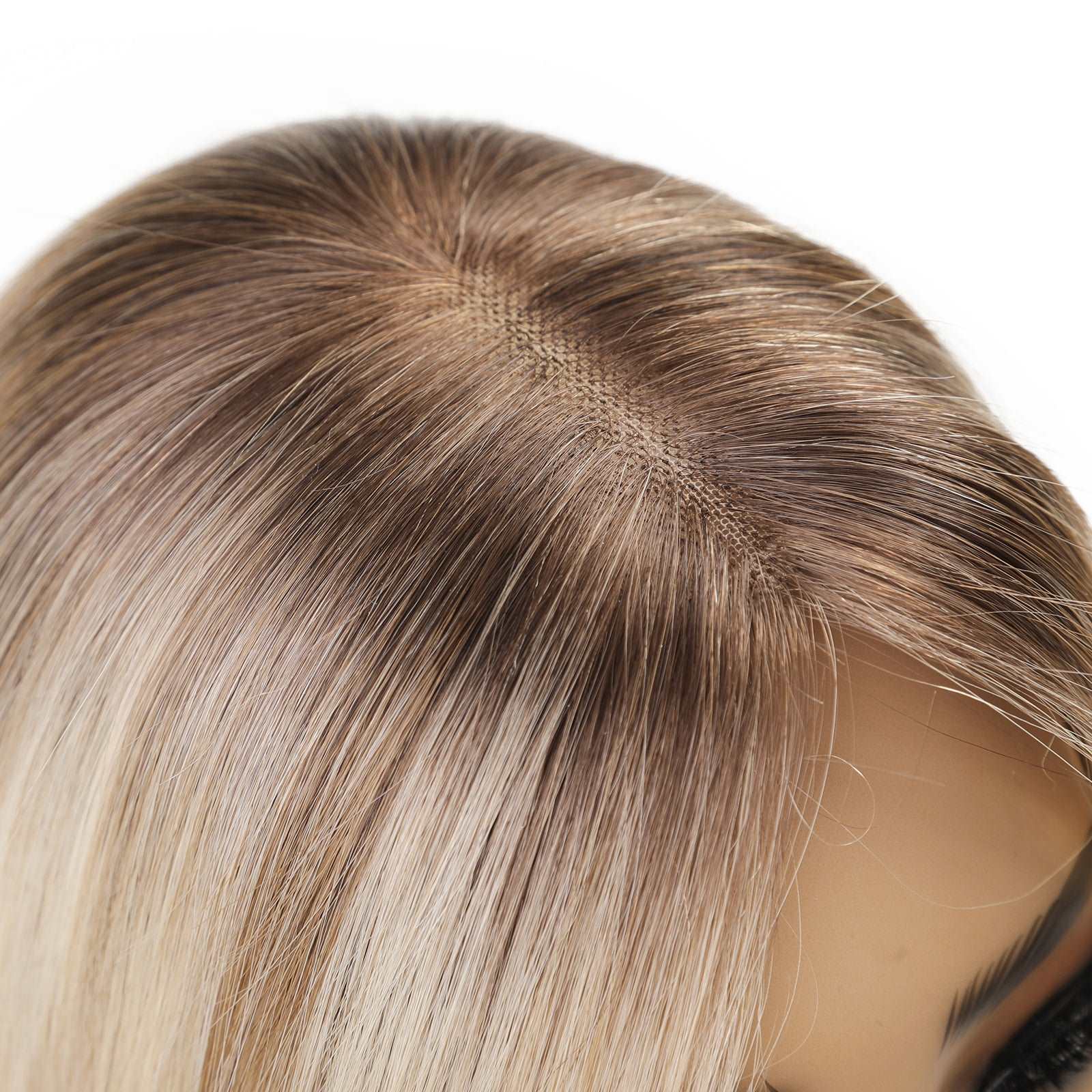 Rooted Bleach Blonde Hand-Tied Human Hair Toppers