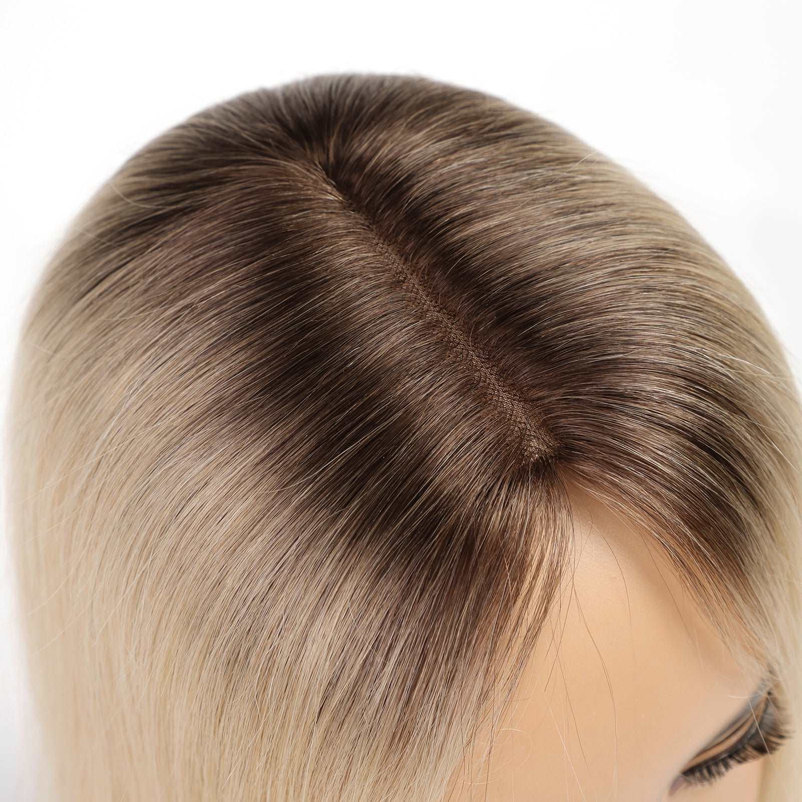 Mono Hand-Tied Ombre Light Blonde Human Hair Toppers