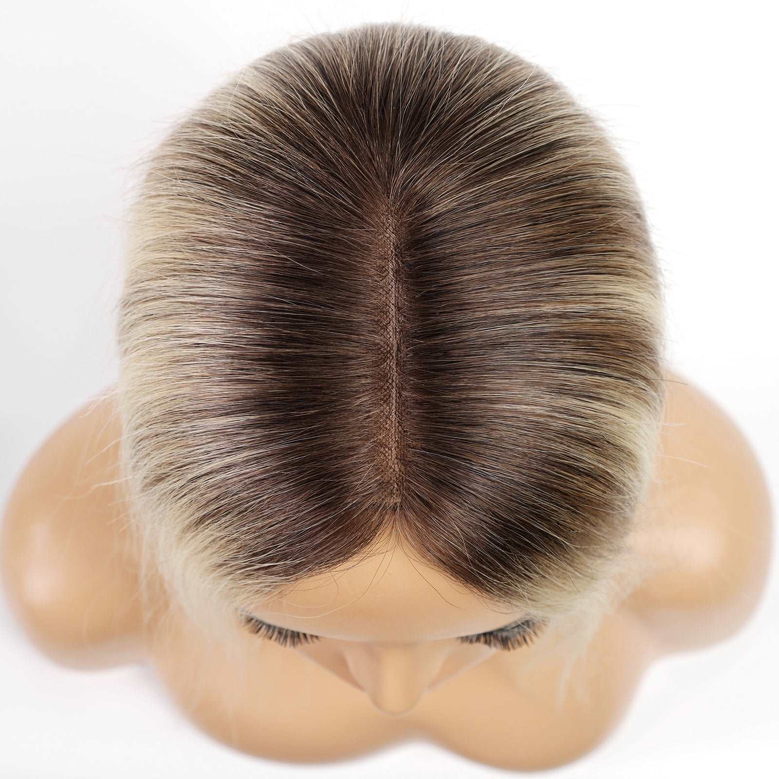 Mono Hand-Tied Rooted Bleach Blonde Human Hair Toppers