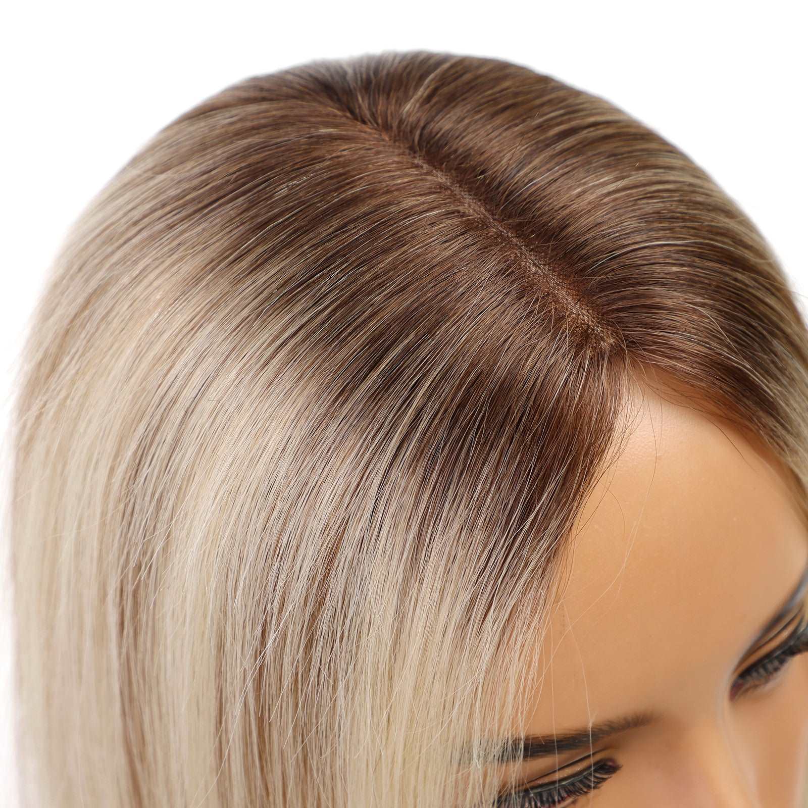 Mono Hand-Tied Rooted Bleach Blonde Human Hair Toppers