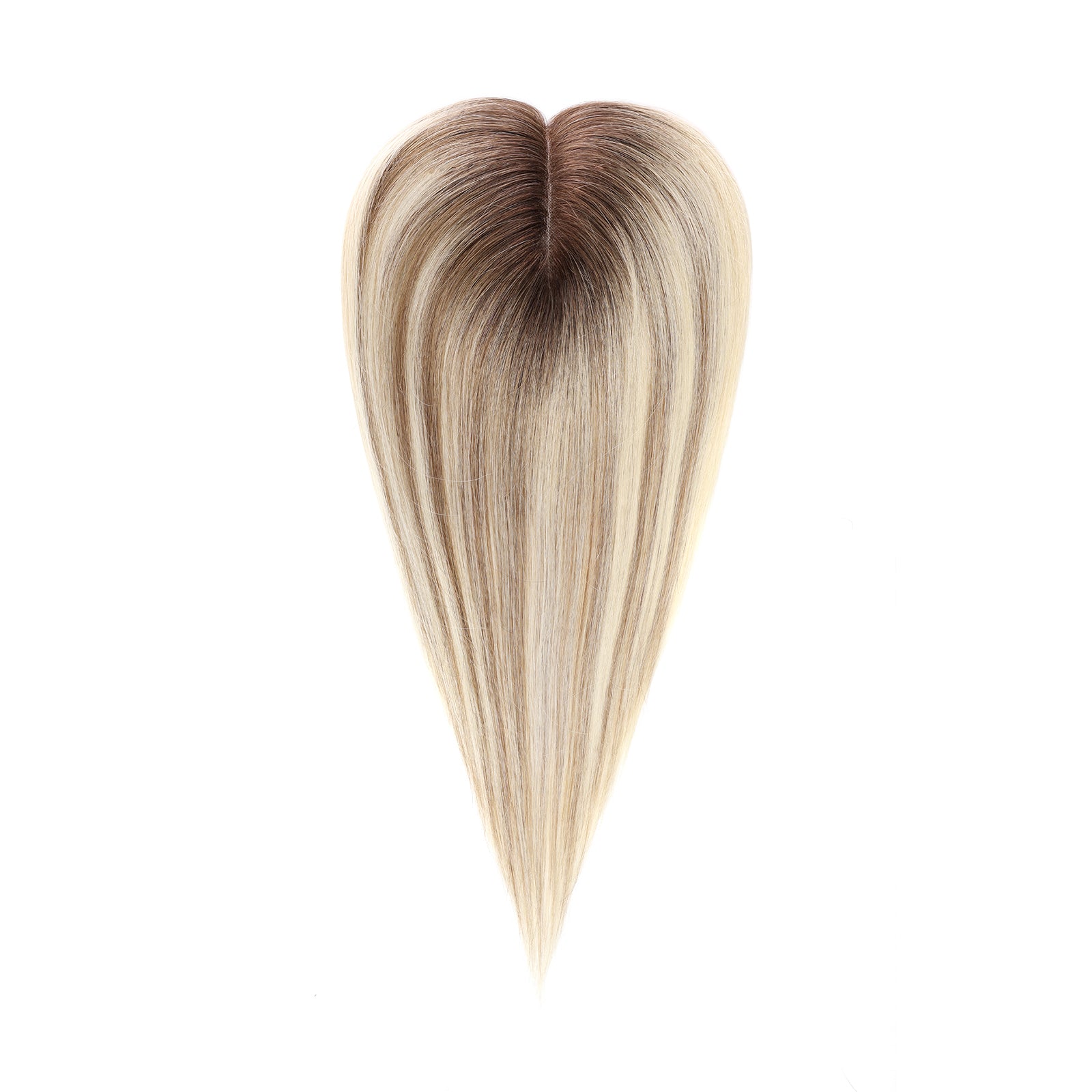 Virgin Human Hair Mono Hand-Tied Toppers Rooted Ash Blonde