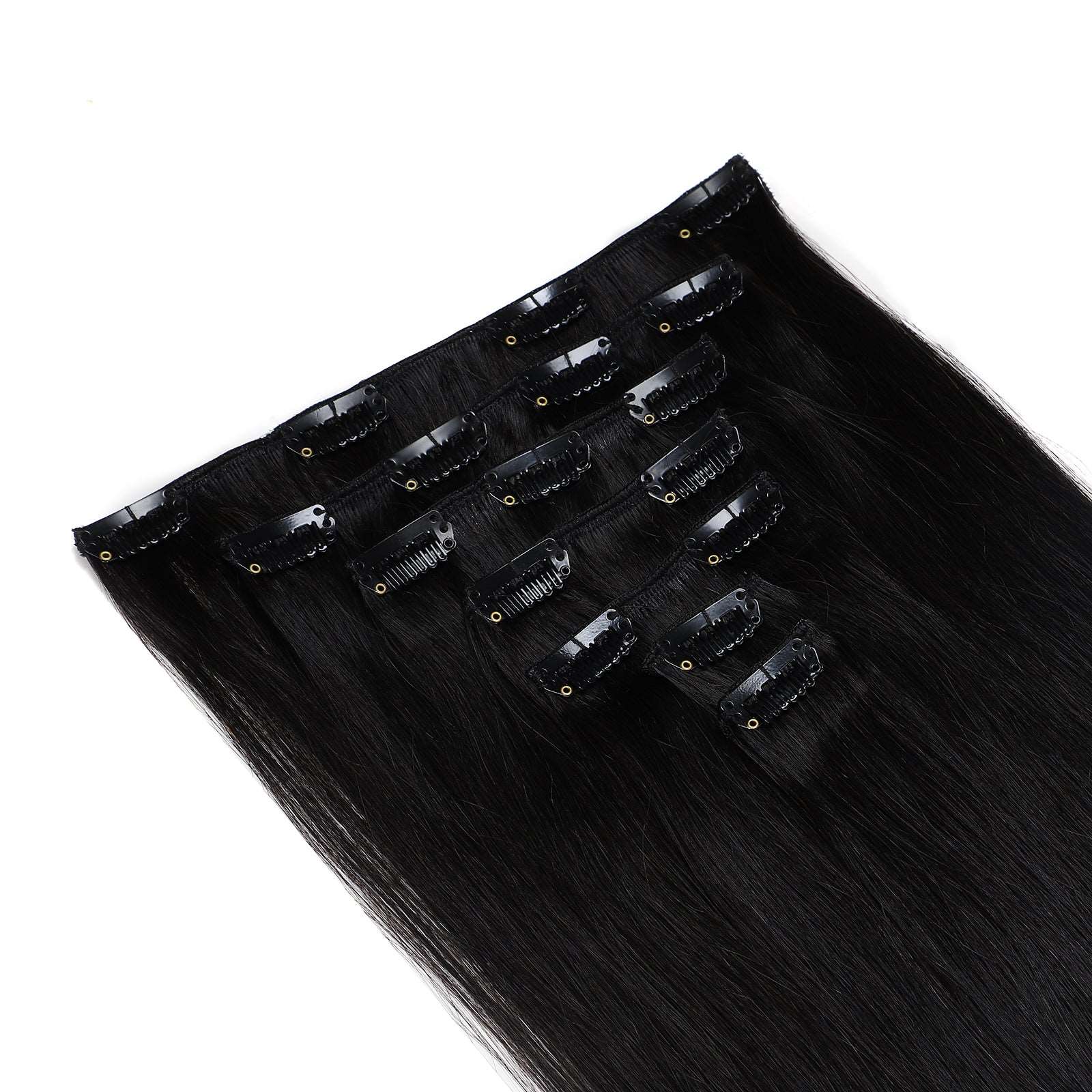 Jet Black Clip In Remy Human Hair Extensions