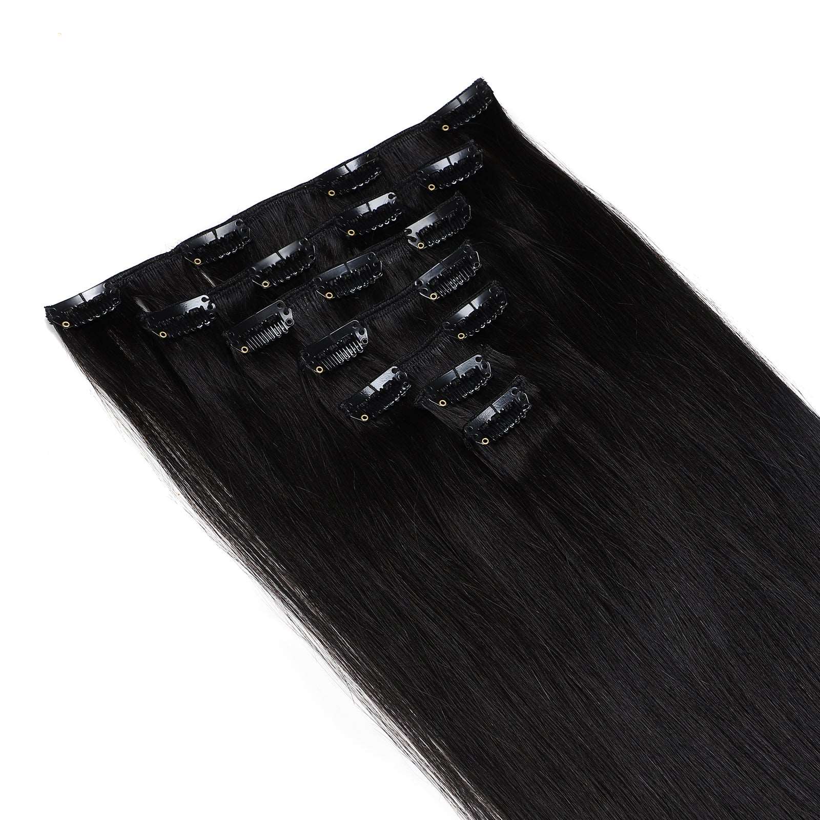 Jet Black Clip In Remy Human Hair Extensions