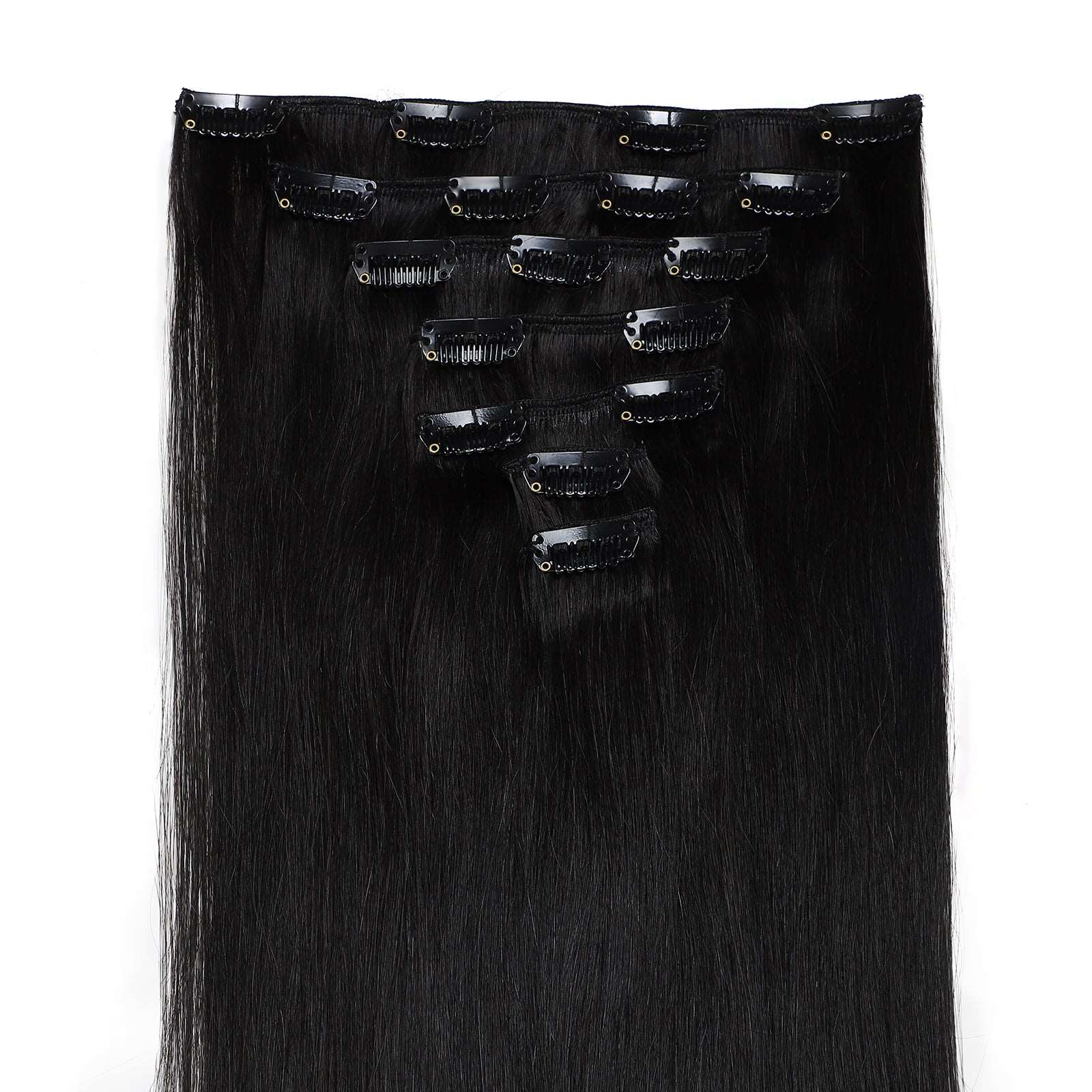 Jet Black Clip In Remy Human Hair Extensions