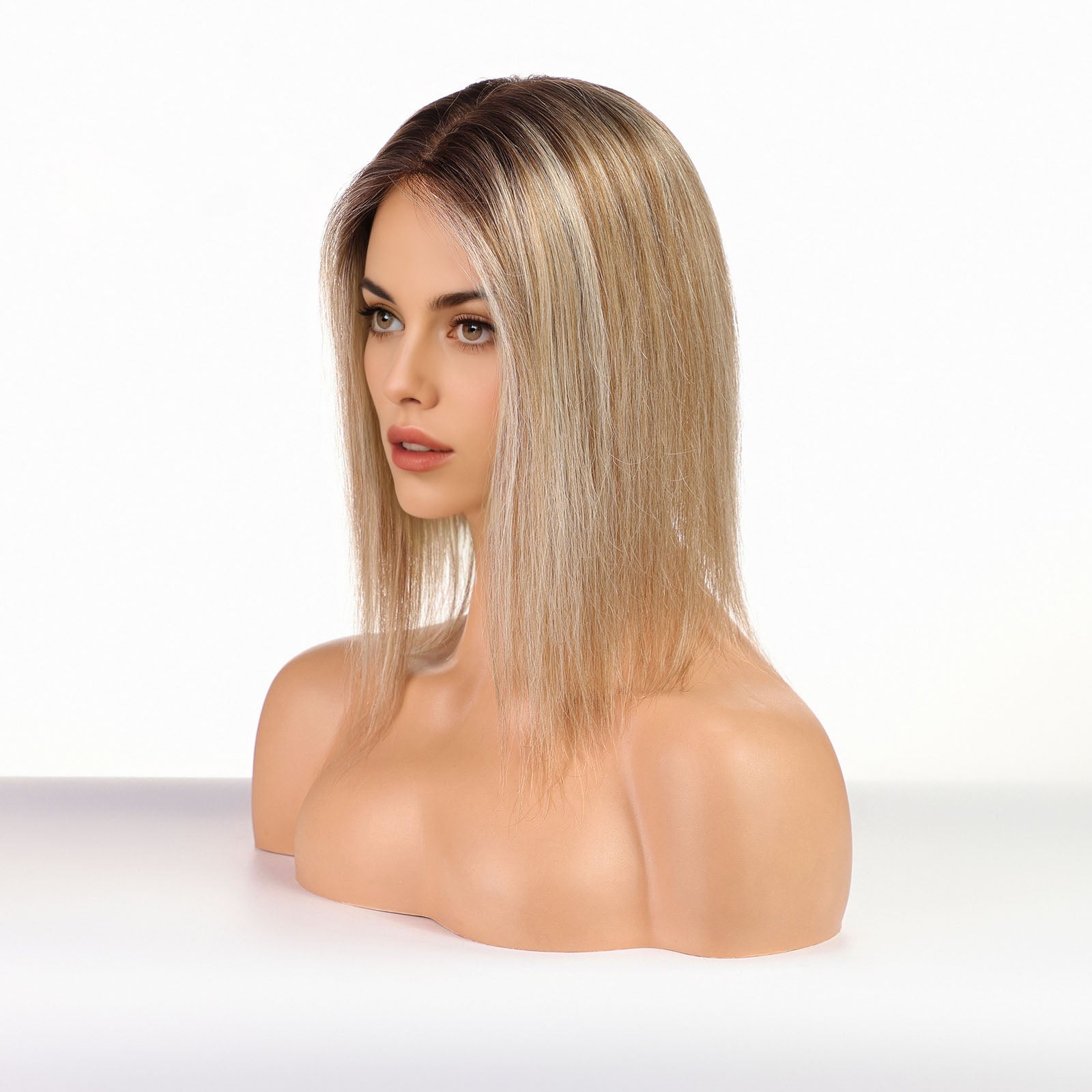 Ombre Light Brown Human Hair Toppers