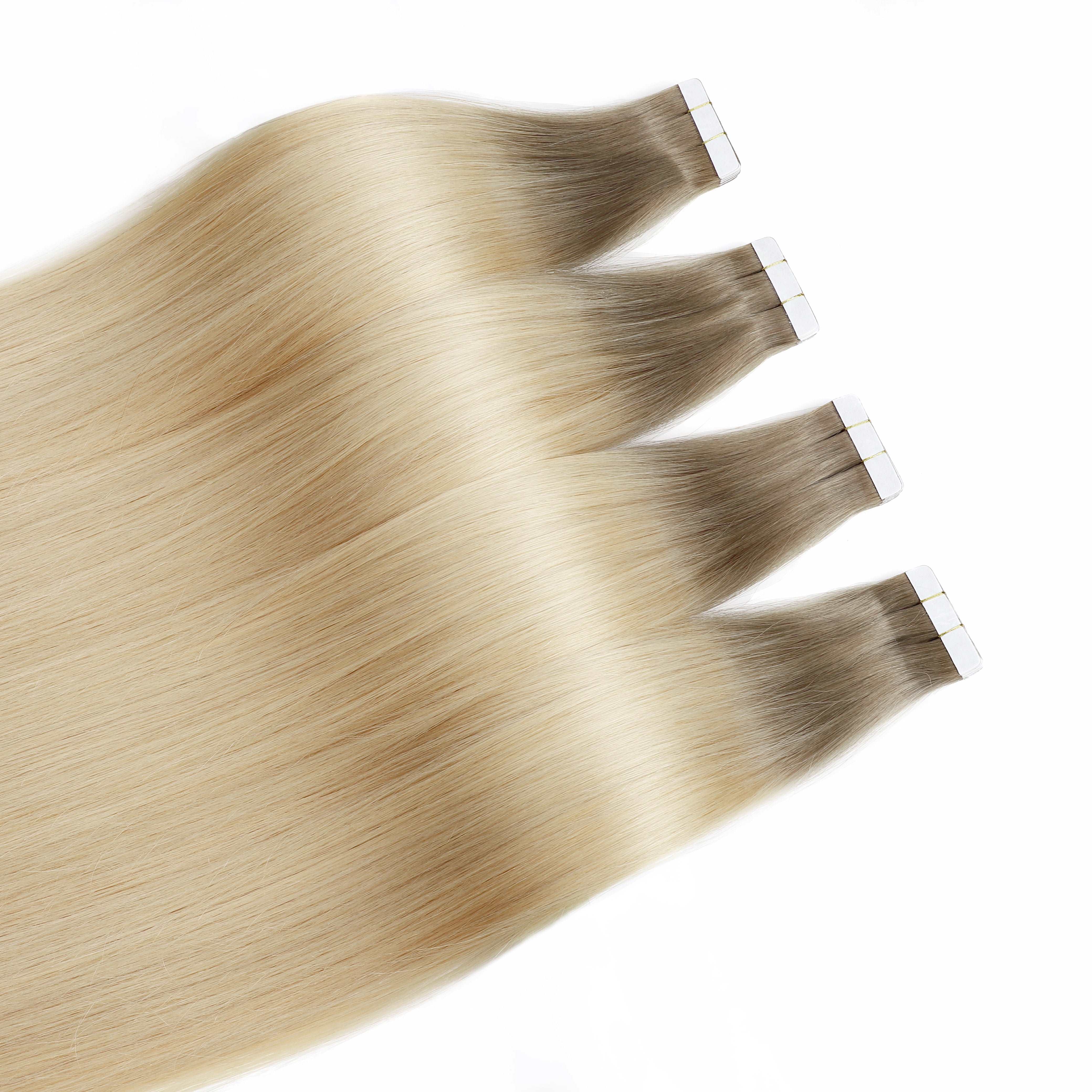 Rooted Golden Blonde Tape In Remy Human Hair Extensions