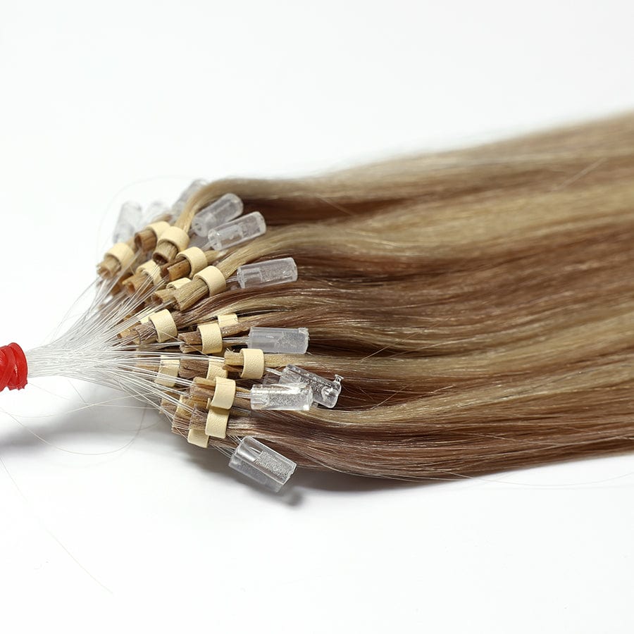 BLONDE UNICORN Balayage Ash Blonde With Light Blonde Micro Loop Remy Human Hair Extensions