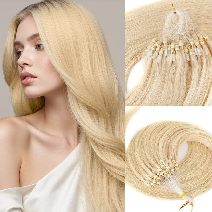 BLONDE UNICORN Bleach Blonde Micro Loop Remy Human Hair Extensions