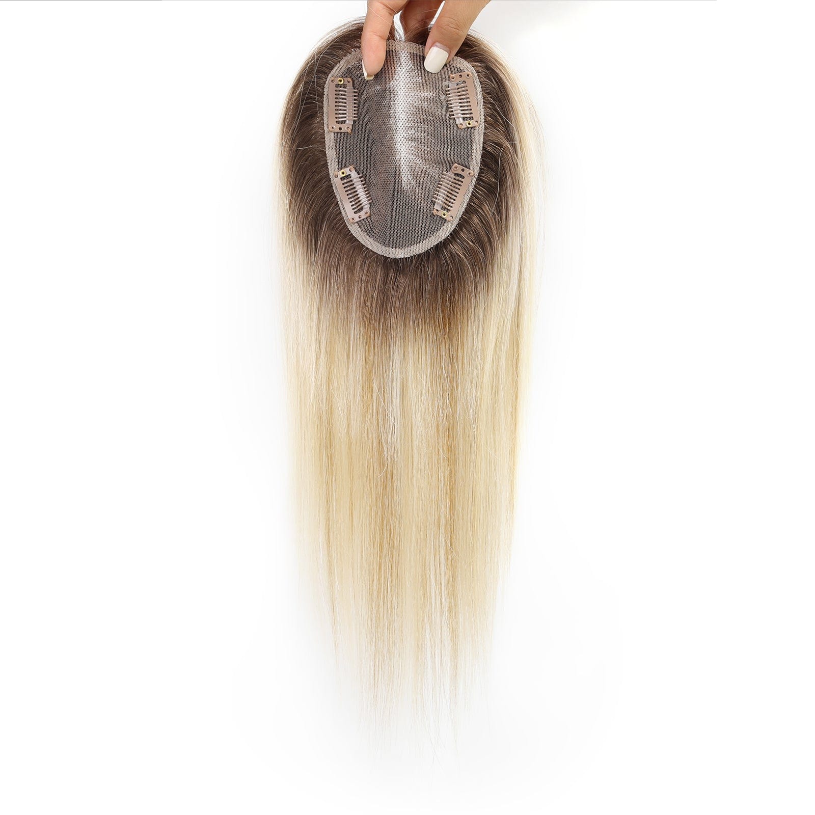 BLONDE UNICORN Blonde Unicorn Rooted Bleach Blonde Hand-Tied Human Hair Toppers