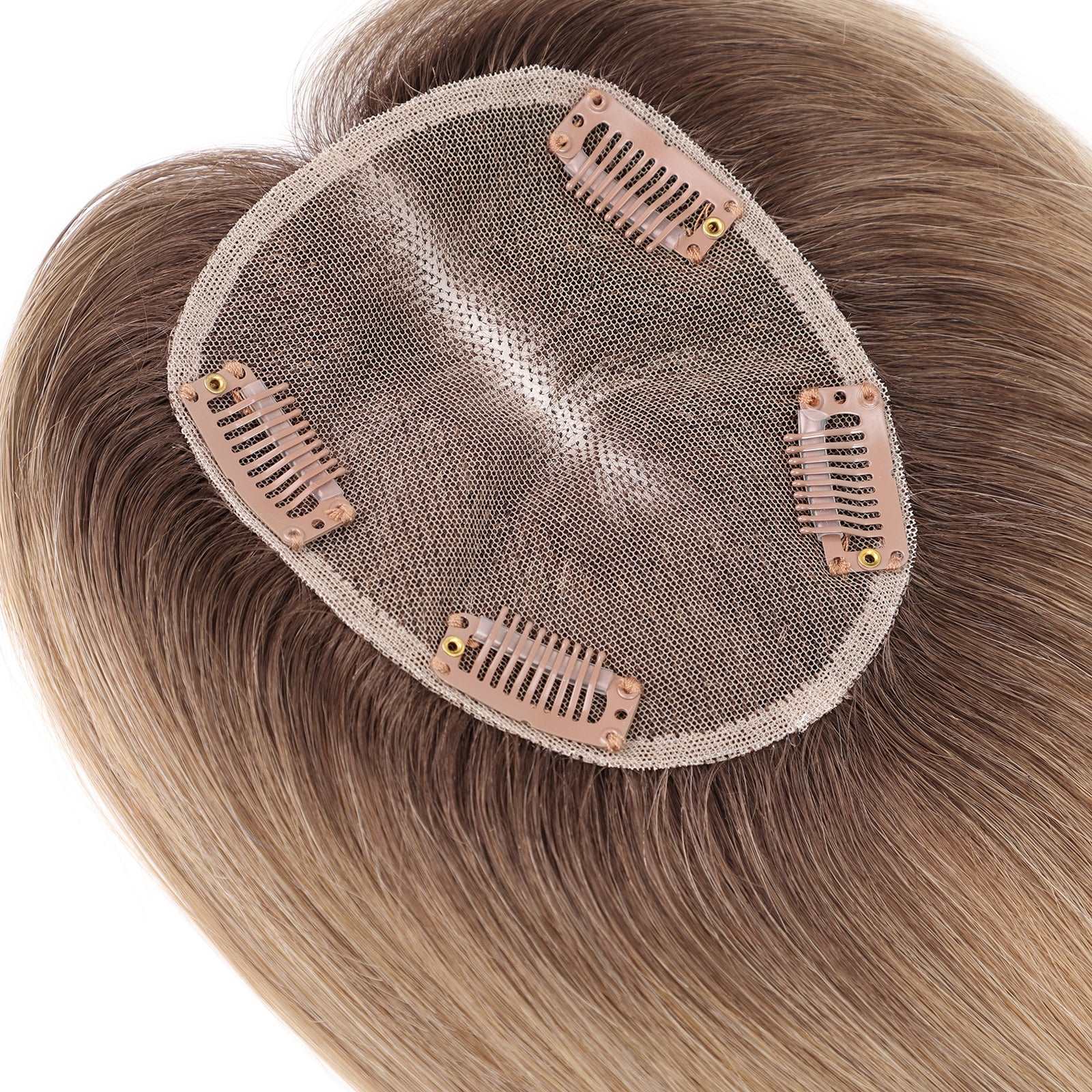 Ombre Ash Blonde Hand-Tied Human Hair Toppers