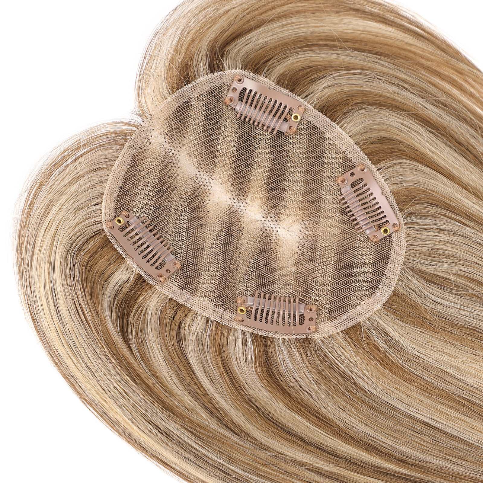 Blonde Brown Highlight Hand-Tied Human Hair Toppers